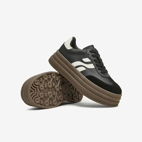 百思图2024秋季新款商场同款复古运动德训鞋厚底女休闲鞋I7298CM4