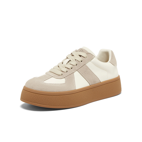 百思图2024秋季新款时髦复古运动德训鞋厚底圆头女休闲鞋I7293CM4