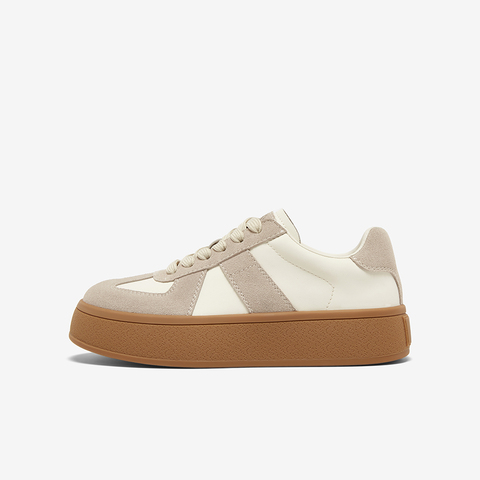 百思图2024秋季新款时髦复古运动德训鞋厚底圆头女休闲鞋I7293CM4