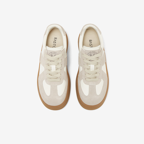 百思图2024秋季新款时髦复古运动德训鞋厚底圆头女休闲鞋I7293CM4