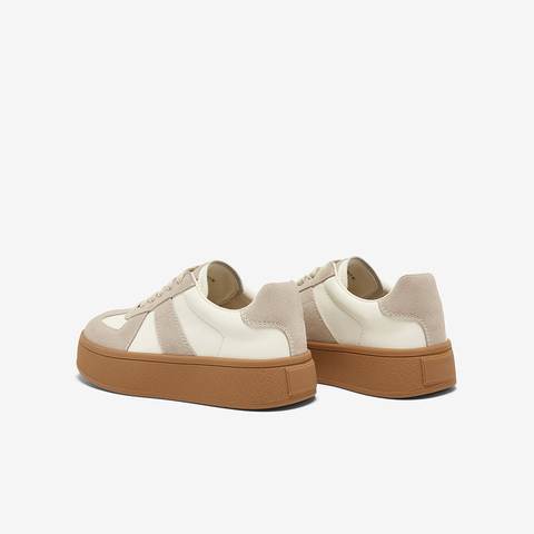 百思图2024秋季新款时髦复古运动德训鞋厚底圆头女休闲鞋I7293CM4