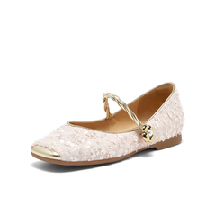 百思图2024春季新款时尚复古法式玛丽珍鞋方跟浅口女单鞋A2381AQ4