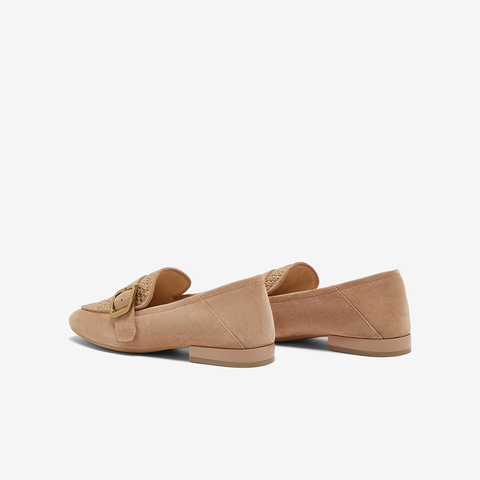 百思图2025春季新款简约轻便通勤乐福鞋粗跟方头女单鞋A0538AA5