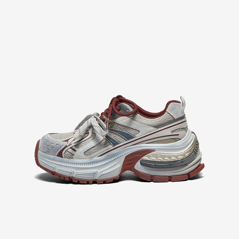 百思图2025春新款时尚户外街头运动功老爹鞋厚底女休闲鞋B9192AM5