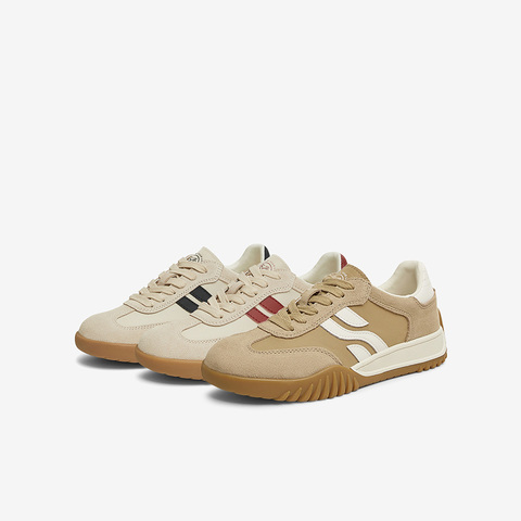 百思图2025春季新款时尚户外运动复古德训鞋厚底女休闲鞋V2443AM5