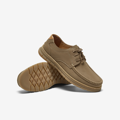 百思图2025春季新款简约时尚复古平跟圆头男休闲皮鞋58310AM5