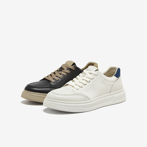 百思图2025春季新款商场同款简约运动板鞋厚底男休闲鞋30259AM5