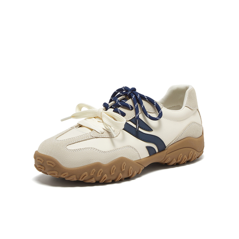 百思图2025春季新款商场同款运动德训鞋厚底圆头女休闲鞋UKV06AM5