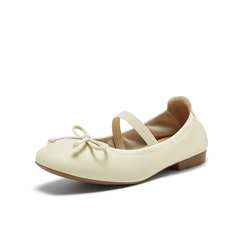 百思图2025春新款简约时尚蝴蝶结法式玛丽珍鞋方跟女单鞋O0892AQ5