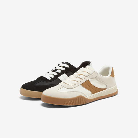 百思图2025春季新款时尚复古运动德训鞋平跟男休闲鞋J2418AM5