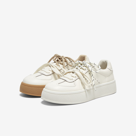 百思图2025春季新款商场同款复古运动德训鞋厚底女休闲鞋I7681AM5