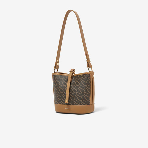 百思图2025春季新款商场同款时尚通勤水桶包单肩斜挎包女X3640AX5