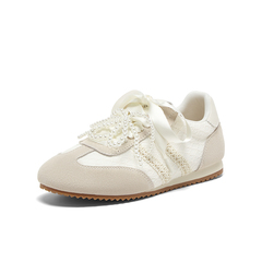 百思图2025夏季新款时尚复古街头潮流德训鞋平跟女休闲鞋I0919BM5