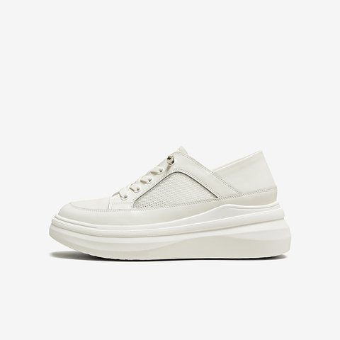 百思图2025夏季新款商场同款简约运动小白鞋厚底女休闲鞋WPD40BM5