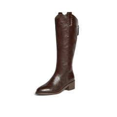 百思图2025冬季新款商场同款骑士靴时尚潮流粗跟女长靴3018DG5