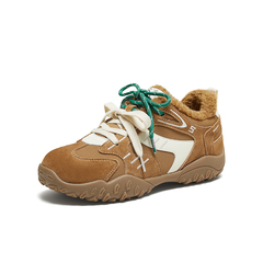 百思图2025冬季新款德训鞋时尚复古运动加绒女休闲洗D3591DM5