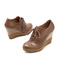 Bata/拔佳及踝靴秋季棕色羊皮渐变色厚底坡跟女鞋AWZ21CM2 常青款