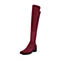 Bata/拔佳冬 深红羊绒/红紫弹力布女中跟特长靴AF290DC4