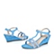 BATA/拔佳夏季蓝色羊绒/印花羊皮女士凉鞋14007BL4柔和色彩精致超舒服 经典上班