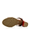 BATA/拔佳夏季红棕色油腊牛皮女士凉鞋14009BL4撞色几何结构超质感欧洲时尚 经典上班