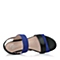 BATA/拔佳夏季蓝色羊绒/黑色羊皮女士凉鞋14014BL4超舒适休闲“一”系列平跟 城市休闲