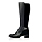 Bata/拔佳冬季专柜同款黑色小牛皮舒适方跟女靴AF781DG5