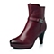 Bata/拔佳冬季专柜同款酒红色牛皮时尚高跟女靴AUR66DD5