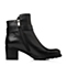 Bata/拔佳冬季专柜同款黑色小牛皮粗跟时尚女靴AZH50DD5