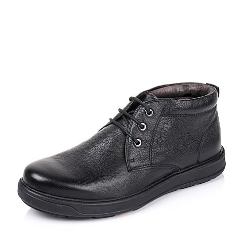 Bata/拔佳冬季专柜同款黑牛皮男休闲靴（软）82W41DD5