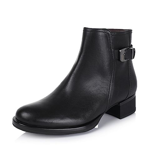 Bata/拔佳冬季专柜同款黑油皮小牛皮革女靴AH340DD5