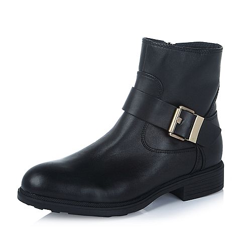 Bata/拔佳冬季专柜同款黑油皮小牛皮女靴AM543DD5