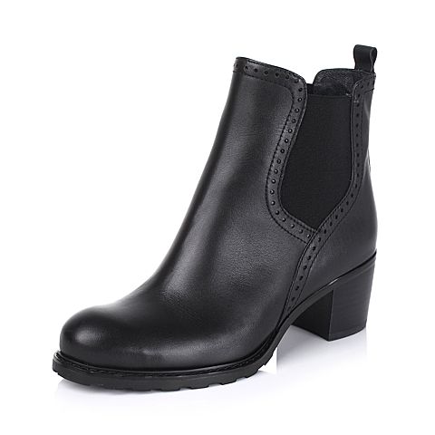 Bata/拔佳冬季专柜同款黑油皮牛皮女靴AZH47DD5
