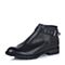 Bata/拔佳冬季专柜同款黑油皮小牛皮女靴/绒AZC50DD5