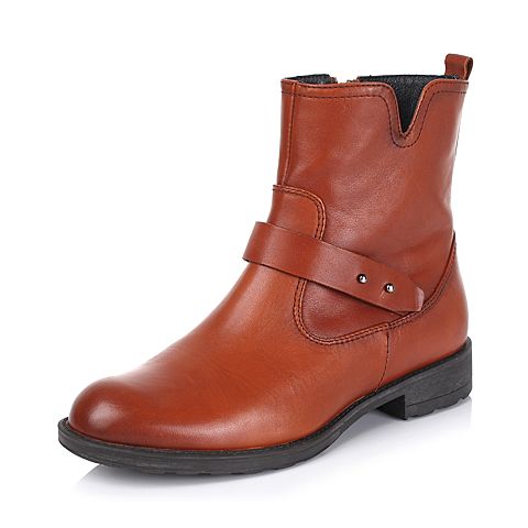 Bata/拔佳冬季专柜同款棕油皮牛皮女靴AZC73DZ5