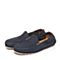 BATA/拔佳夏季专柜同款蓝色舒适平跟套脚牛皮男乐福鞋Y08-7BM5