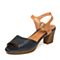 BATA/拔佳夏季专柜同款粗跟油皮山羊皮女凉鞋(软)AZY13BL5