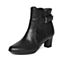 Bata/拔佳冬季专柜同款黑色时尚皮带扣粗跟牛皮女短靴(软)AQ542DD6