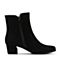 Bata/拔佳冬季专柜同款黑色圆头粗中跟羊绒皮女短靴11-97DD6