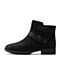 Bata/拔佳冬季专柜同款黑色时尚皮带扣圆头粗跟女短靴D13-2DD6