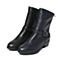 Bata/拔佳冬季专柜同款黑色时尚皮带扣方跟牛皮女靴517-4DZ6