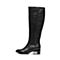 Bata/拔佳冬季专柜同款黑色时尚简约粗跟牛皮女长靴AW580DG6
