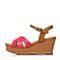 Bata/拔佳夏季专柜同款牛皮拼色坡跟女凉鞋AYF10BL6