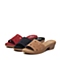Bata/拔佳夏季专柜同款酒红磨砂牛皮粗跟女拖鞋082-1BT6