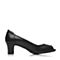BATA/拔佳春季专柜同款黑色简约粗跟小牛皮女鱼嘴凉鞋(软)AQ707AU6
