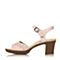 BATA/拔佳夏季专柜同款米色镂花粗跟山羊皮女凉鞋(软)AZY19BL6