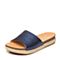 BATA/拔佳夏季专柜同款蓝色舒适平跟牛皮女拖鞋83-13BT6