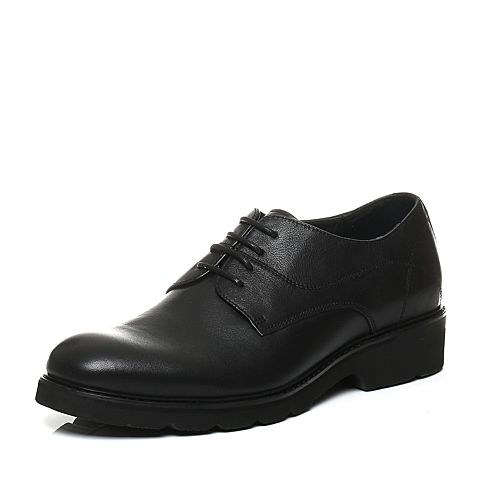 Bata/拔佳秋季专柜同款黑色简约方跟牛皮男单鞋81Z01CM6