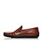 Bata/拔佳秋季专柜同款棕色舒适平跟套脚牛皮男乐福鞋(软)A9N44CM6
