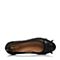 Bata/拔佳秋季专柜同款黑色蝴蝶结坡跟小牛皮女浅口鞋(软)AIE39CQ6