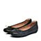 Bata/拔佳秋专柜同款黑色蝴蝶结舒适平跟浅口女单鞋AM801CQ6